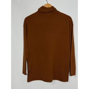 Vince Rust Brown Wool Cashmere Turtleneck Sweater Side Slit Sz XS Quiet Luxury